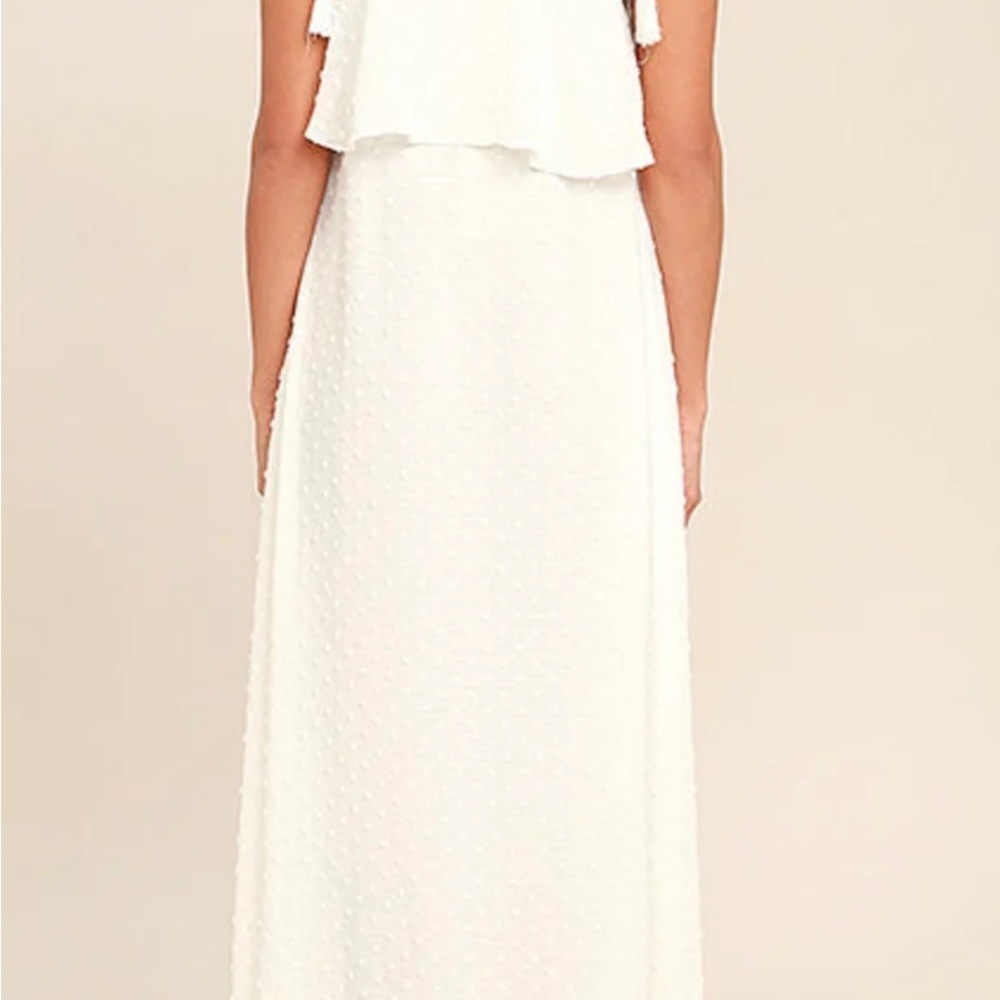 Moon River Maxi Dress Swiss Dot Lace Ruffle White Womens Small - Picture 3 of 12